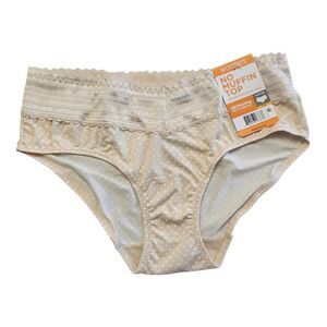 NWT Warner's No Muffin Top Pink Polka Dot‎ Hipster Panties Lingerie Size 5 Small